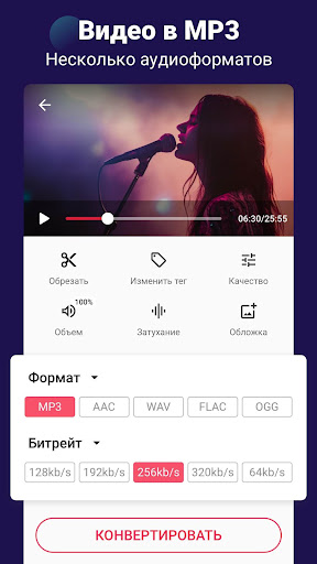 Видео в MP3 конвертер,вырезать